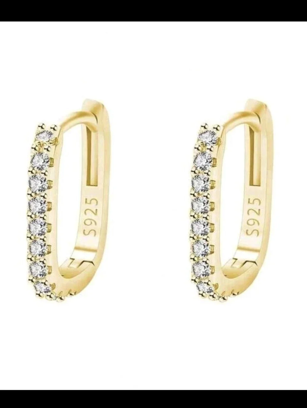 Gold Pavé Hoop Earrings S925 Sterling Silver